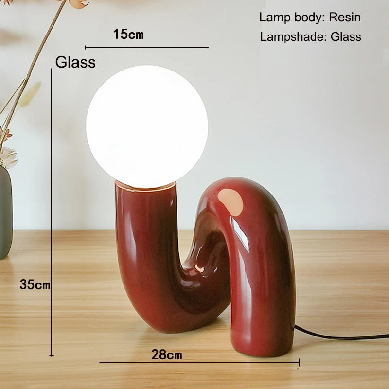 Nordic Postmodern Resin Desk Lamp Retro Bedroom And Living Room Creative Glass Lampshade Glass Lampshade Moon Study Desk Lamp