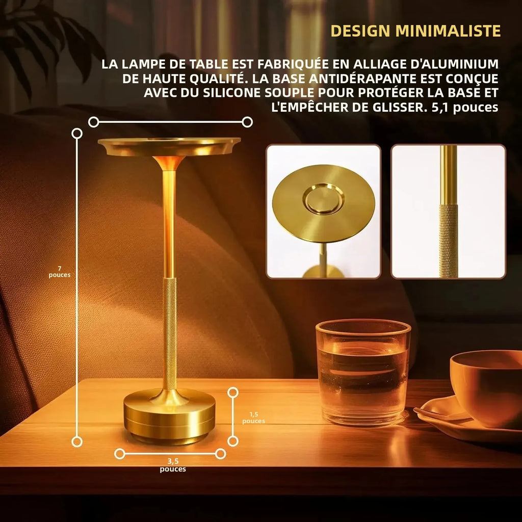 HPH Decorative Table Lamp Wireless Simple Dimmable Room Decorations Classic Retro Table Lamp Rechargeable Touch Desk Lamp
