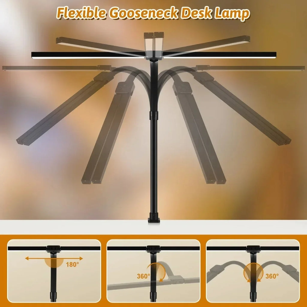 Double Head Dimmable LED Clip Desk Lamp Computer Table Lamps Monitor Light for Office Reading Architectural Lighting