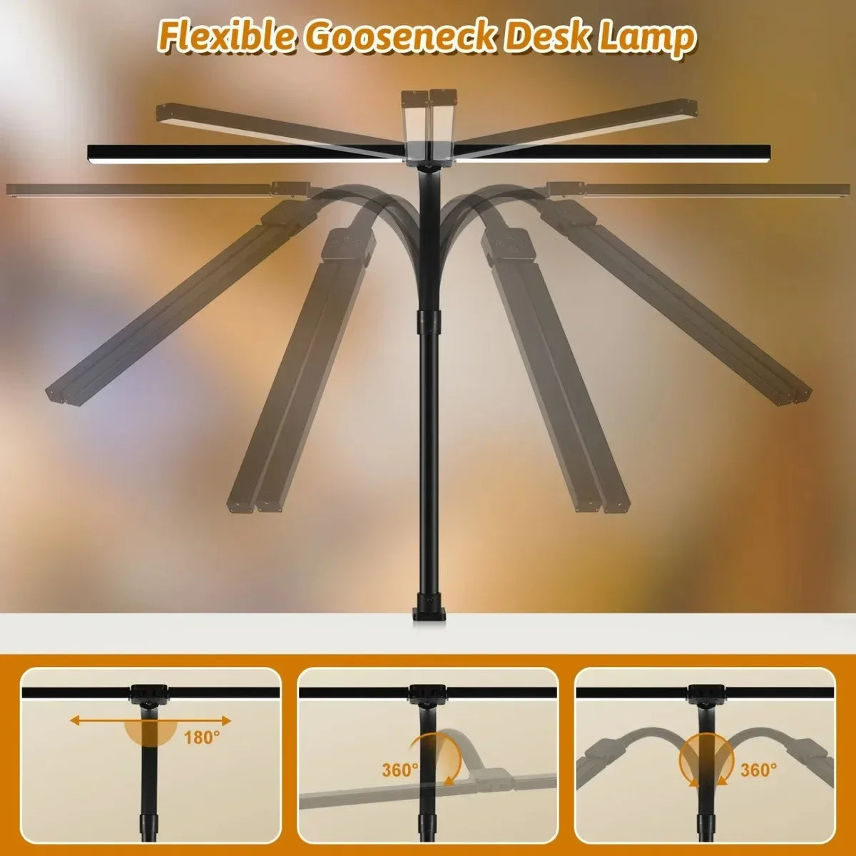 Double Head Dimmable LED Clip Desk Lamp Computer Table Lamps Monitor Light for Office Reading Architectural Lighting