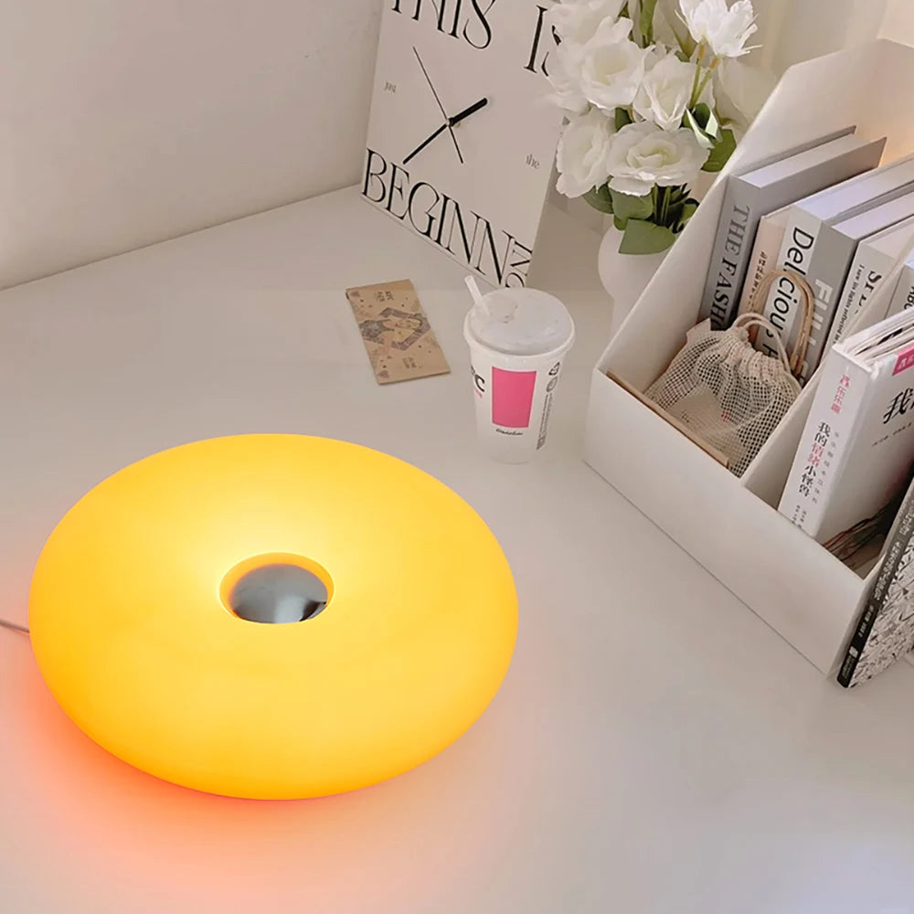 Donut Ambient Light Bauhaus Table Lamp Three-Color Changing Light USB Plug Bedroom Bedside Lamp Living Room Dining Room Decorati