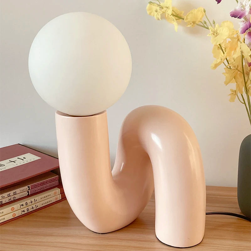 Nordic Postmodern Resin Desk Lamp Retro Bedroom And Living Room Creative Glass Lampshade Glass Lampshade Moon Study Desk Lamp