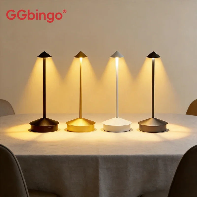 GGbingo Rechargeable Table LED Lamp Touch Sensor  Desk Lamp for Restaurant Bar Bedroom 3 Color Temperatures Stepless Dimming