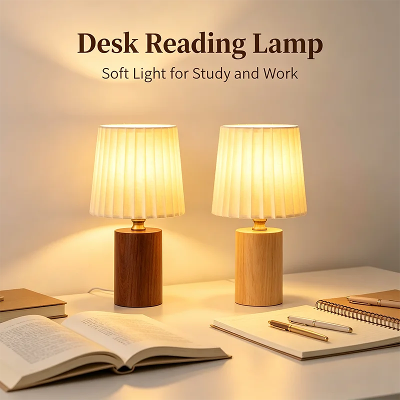 Retro Pleated Wooden LED Desk Lamp USB 3W for Living Room Home Bedroom Bedsides Atmosphere LED Night Light Decoration Table Lamp