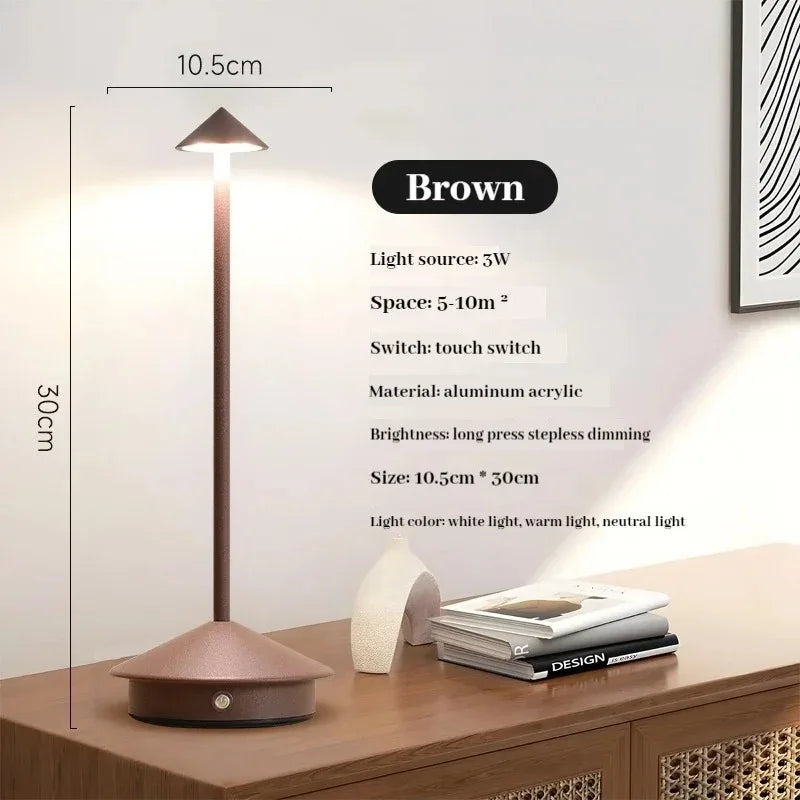 GGbingo Rechargeable Table LED Lamp Touch Sensor  Desk Lamp for Restaurant Bar Bedroom 3 Color Temperatures Stepless Dimming