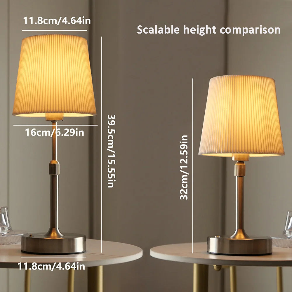 Fabric Desk Lamp Rechargeable Touch Table Lamp Replaceable E12 Bulb 2700K For Restaurant Hotel Room Bedside Decor Lighing
