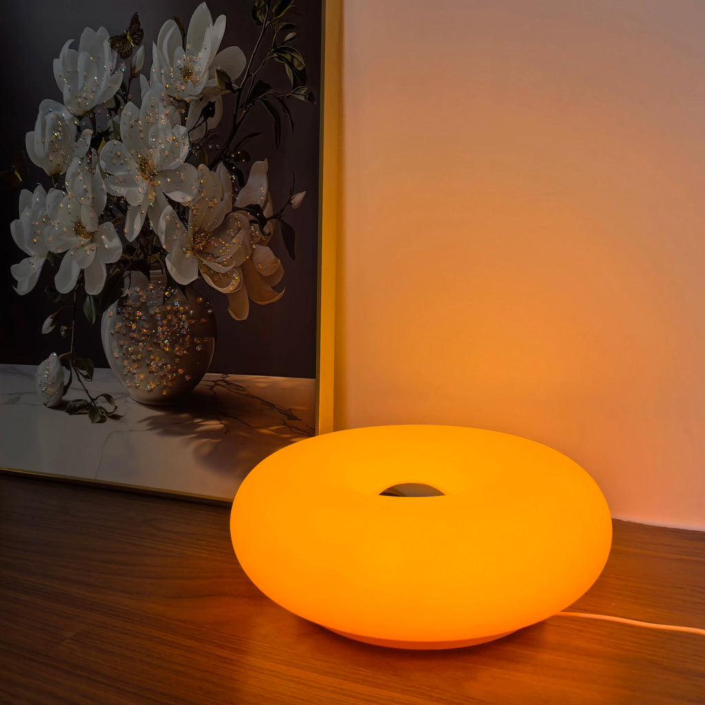 Donut Ambient Light Bauhaus Table Lamp Three-Color Changing Light USB Plug Bedroom Bedside Lamp Living Room Dining Room Decorati