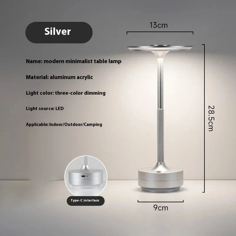 HPH Decorative Table Lamp Wireless Simple Dimmable Room Decorations Classic Retro Table Lamp Rechargeable Touch Desk Lamp