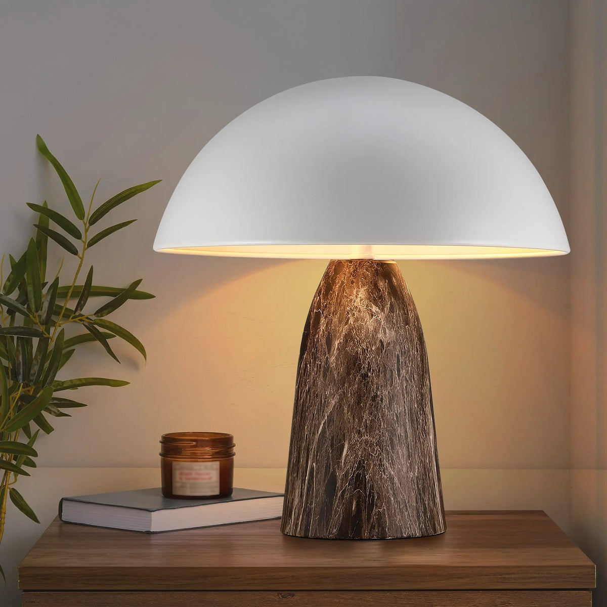 Mushroom shaped table lamp Bedside Lamp Table Lamp For Bedroom Desk Lamp Bedside Night Light with Cylinder Lamp Shade Home Decor Creative Atmosphere Light Decoration