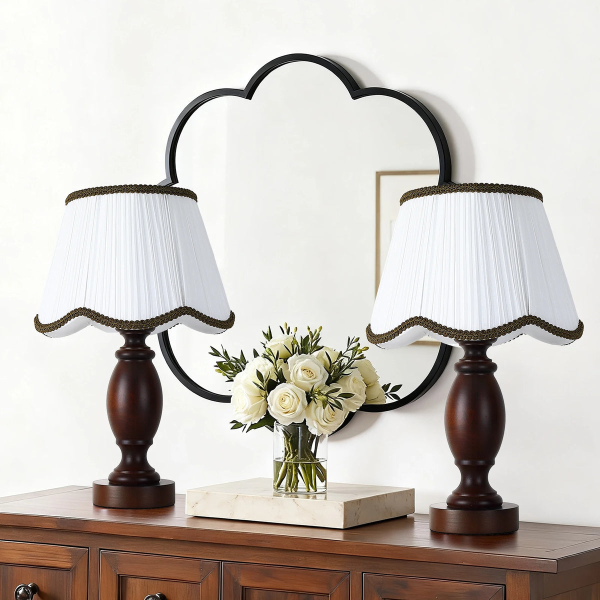 15 inch rubberwood  Bedside Lamp Solid Wood Fabric Table Lamp For Bedroom Wooden Desk Lamp Bedside Night Light with Cylinder Lamp Shade Home Decor Creative Atmosphere Light Decoration