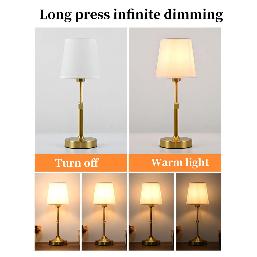 Cordless Table Lamps Rechargeable Battery Lamp with 3-Level Dimmable Fabric Touch Bedside Lamps for Bedroom, Living Room