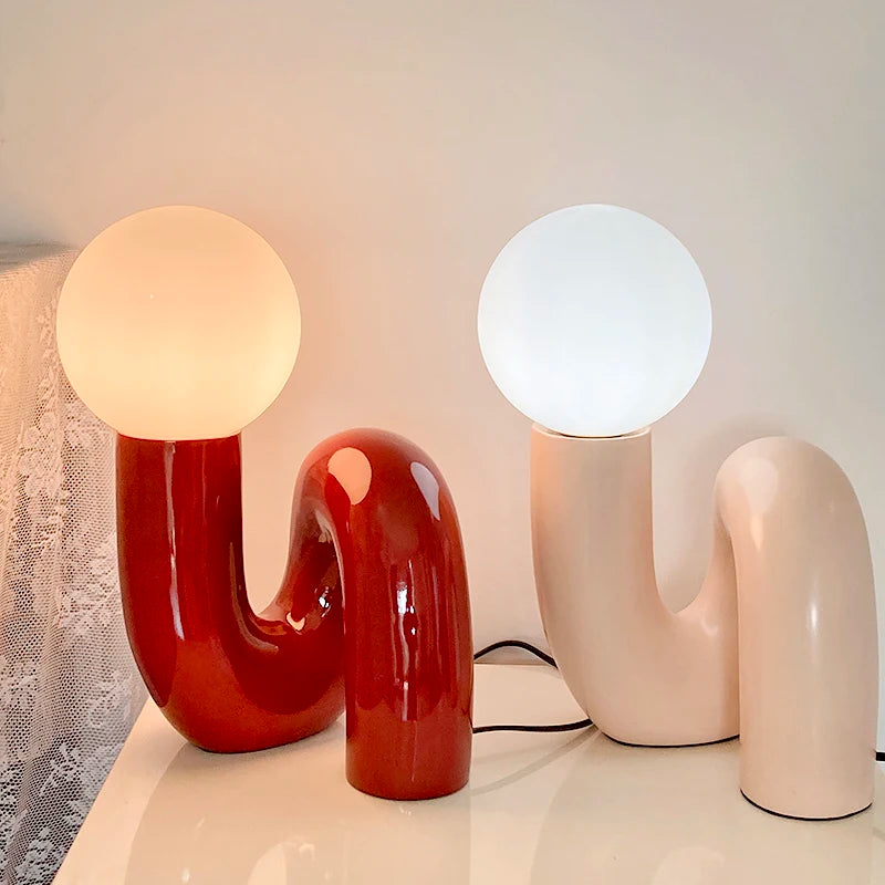 Nordic Postmodern Resin Desk Lamp Retro Bedroom And Living Room Creative Glass Lampshade Glass Lampshade Moon Study Desk Lamp