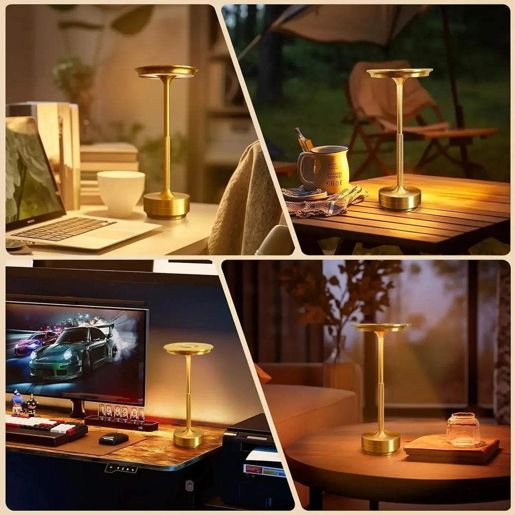 HPH Decorative Table Lamp Wireless Simple Dimmable Room Decorations Classic Retro Table Lamp Rechargeable Touch Desk Lamp