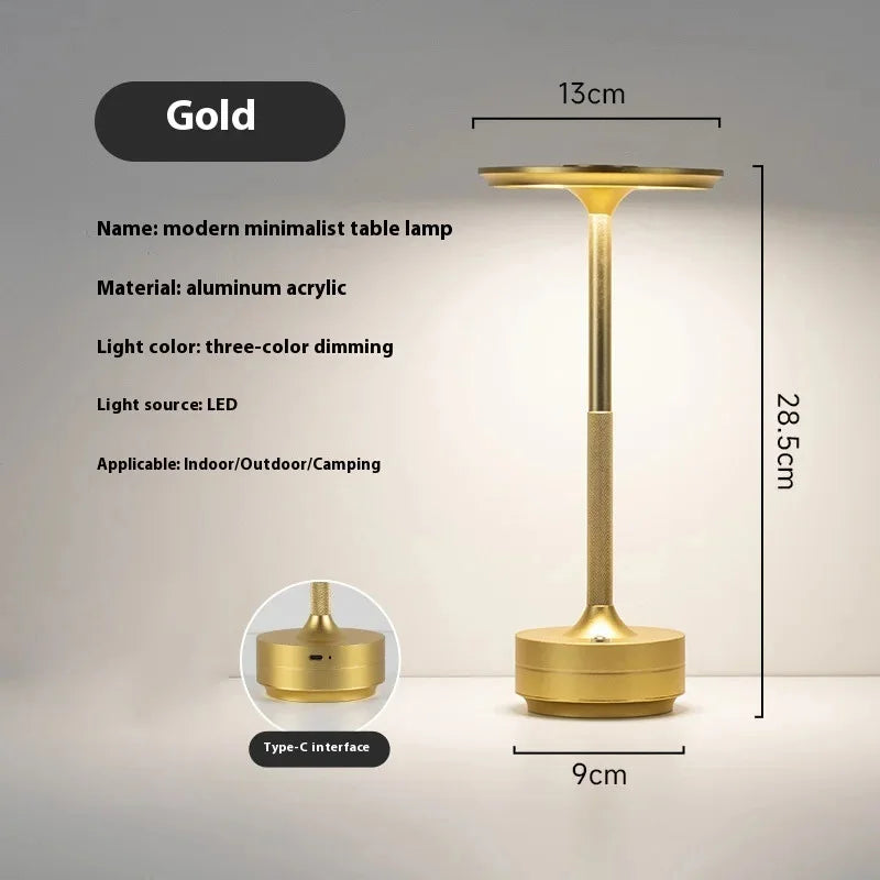 HPH Decorative Table Lamp Wireless Simple Dimmable Room Decorations Classic Retro Table Lamp Rechargeable Touch Desk Lamp