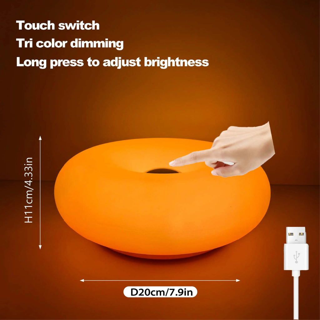 Donut Ambient Light Bauhaus Table Lamp Three-Color Changing Light USB Plug Bedroom Bedside Lamp Living Room Dining Room Decorati
