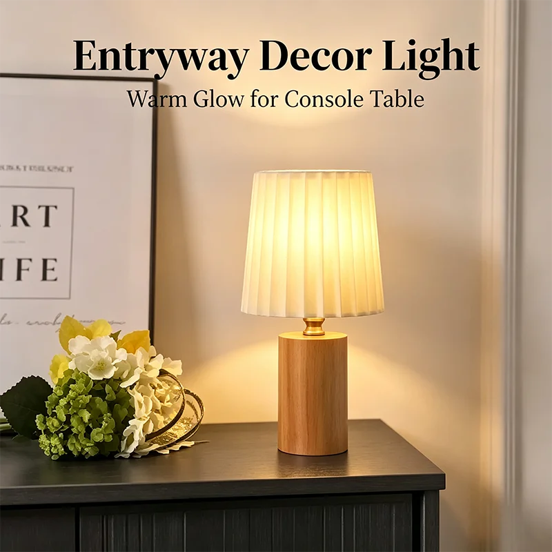 Retro Pleated Wooden LED Desk Lamp USB 3W for Living Room Home Bedroom Bedsides Atmosphere LED Night Light Decoration Table Lamp