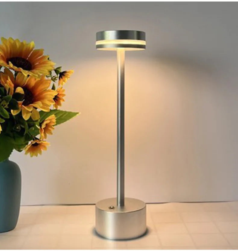 Touch Switch Table Lamp Rechargeable Wireless Desk Lamp Restaurant Bar Desktop Mood Lighting Night Light LED Bedside Decorative