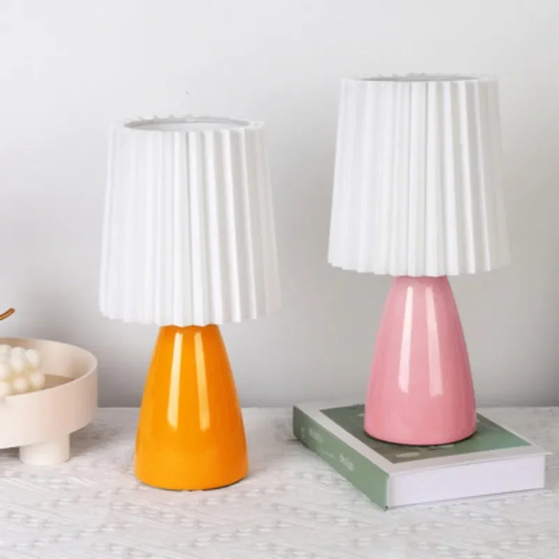 Nordic Creative Ceramic Foldable E27 Table Lamp Study Bedroom Bedside Reading Desk Light Modern Indoor Led Lighting Decoration