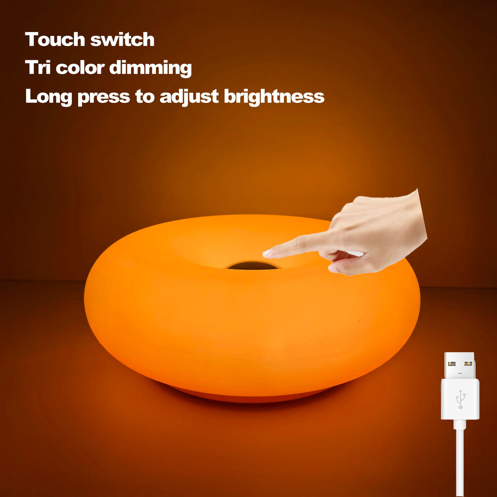 Donut Ambient Light Bauhaus Table Lamp Three-Color Changing Light USB Plug Bedroom Bedside Lamp Living Room Dining Room Decorati