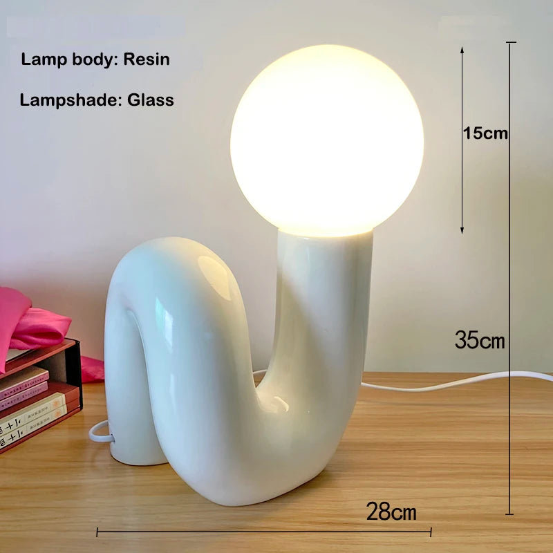 Nordic Postmodern Resin Desk Lamp Retro Bedroom And Living Room Creative Glass Lampshade Glass Lampshade Moon Study Desk Lamp
