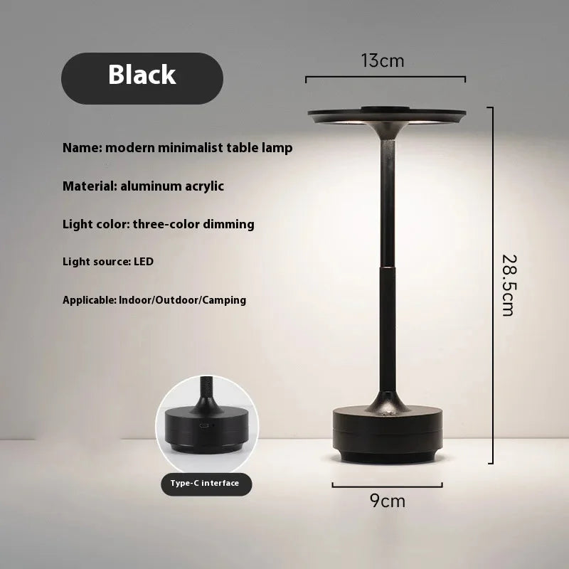 HPH Decorative Table Lamp Wireless Simple Dimmable Room Decorations Classic Retro Table Lamp Rechargeable Touch Desk Lamp