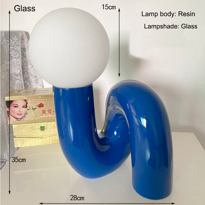 Nordic Postmodern Resin Desk Lamp Retro Bedroom And Living Room Creative Glass Lampshade Glass Lampshade Moon Study Desk Lamp