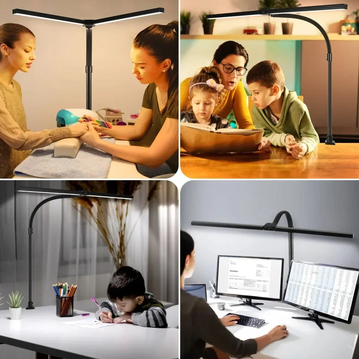 Double Head Dimmable LED Clip Desk Lamp Computer Table Lamps Monitor Light for Office Reading Architectural Lighting