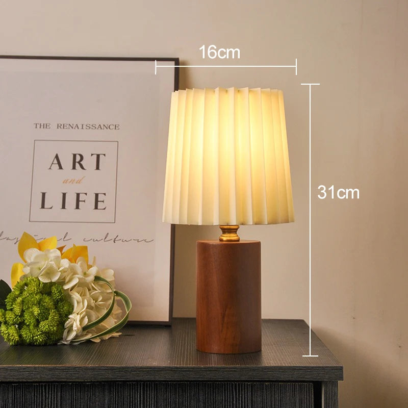 Retro Pleated Wooden LED Desk Lamp USB 3W for Living Room Home Bedroom Bedsides Atmosphere LED Night Light Decoration Table Lamp