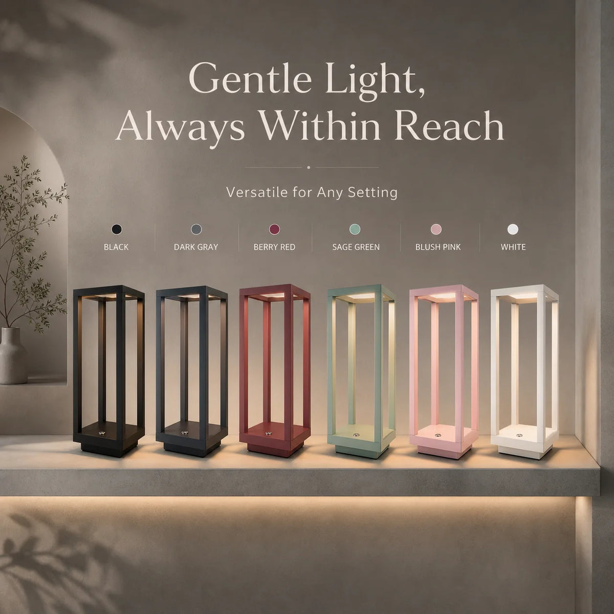 WWPPU Cordless LED Table Lamp Stepless Dimming Touch Control USB Rechargeable Desk Light Nordic Minimalist Bedside Night Lamp