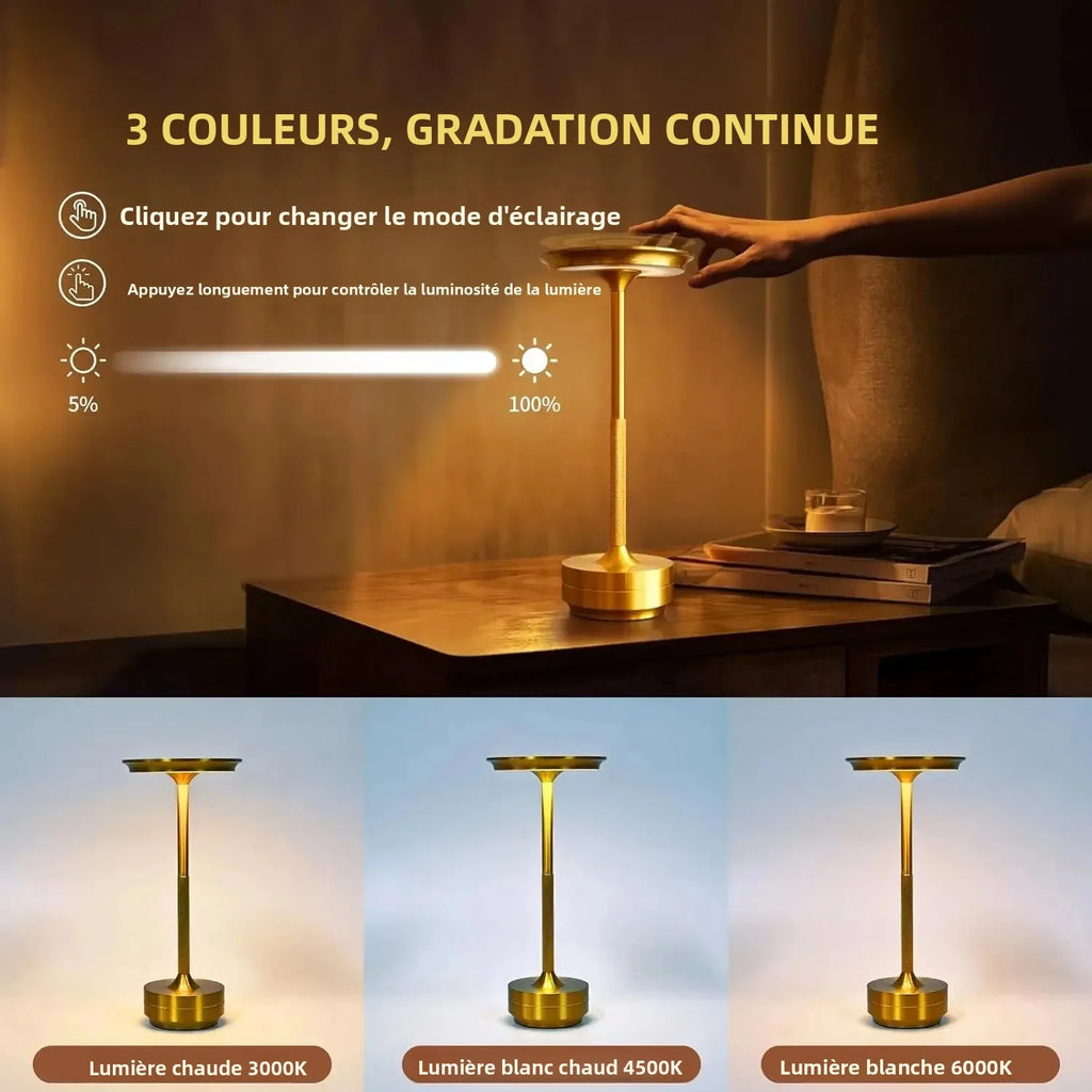 HPH Decorative Table Lamp Wireless Simple Dimmable Room Decorations Classic Retro Table Lamp Rechargeable Touch Desk Lamp