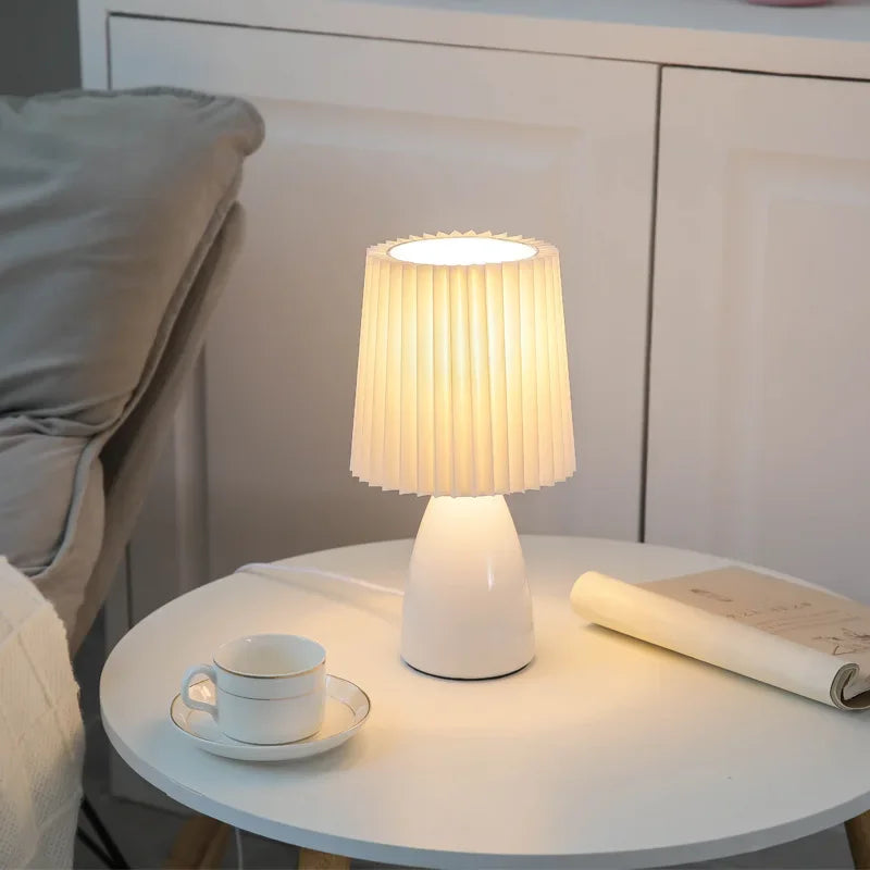 Nordic Creative Ceramic Foldable E27 Table Lamp Study Bedroom Bedside Reading Desk Light Modern Indoor Led Lighting Decoration