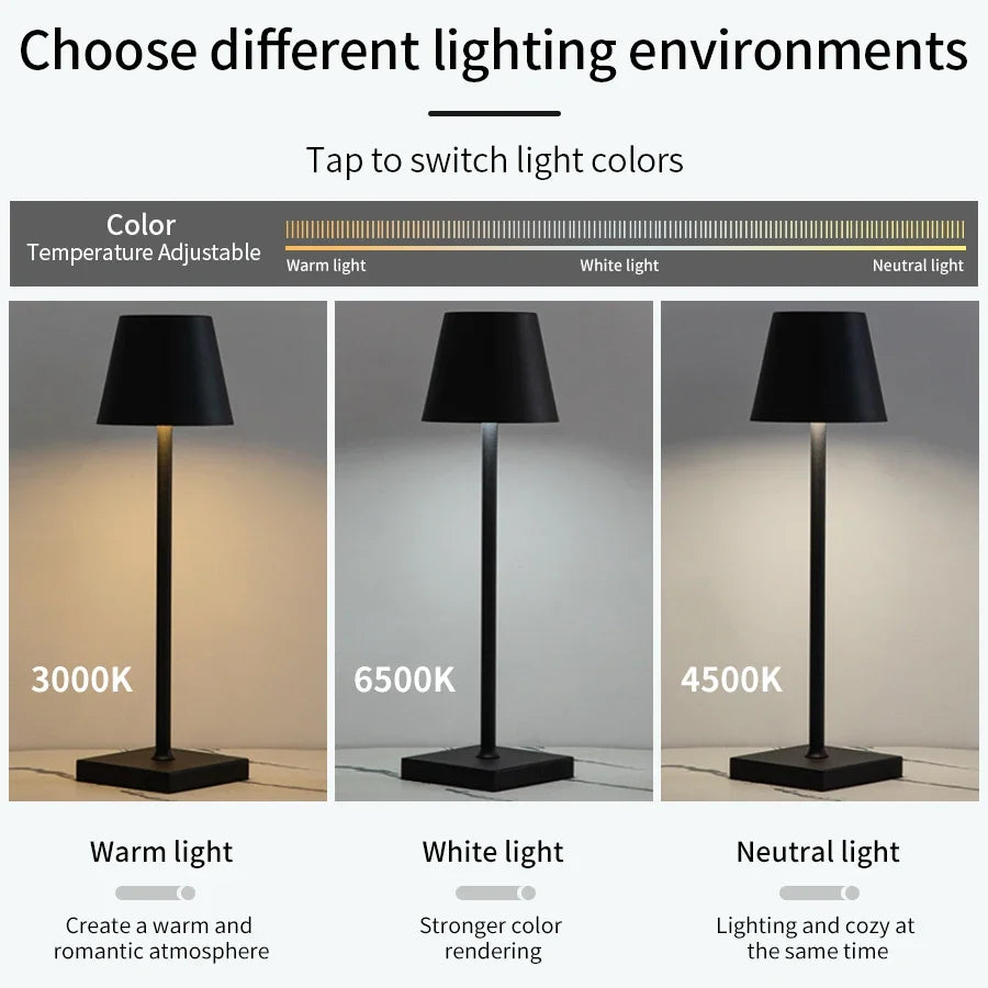 LED Night Light Rechargeable Table Lamp Wireless Touch Sensor Bedroom Bedside Lamps Dining Table Night Lights Room Decoration