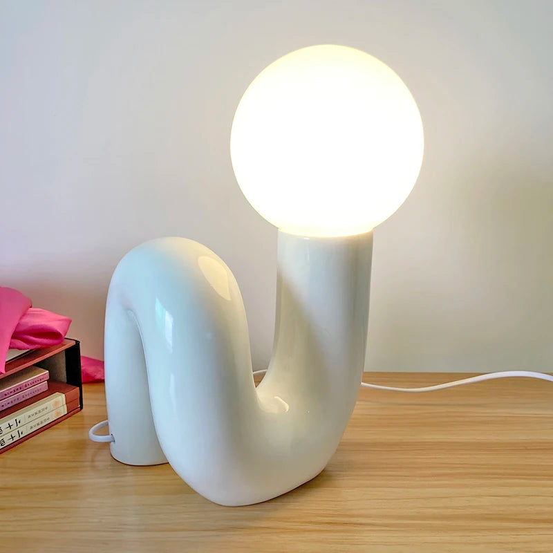 Nordic Postmodern Resin Desk Lamp Retro Bedroom And Living Room Creative Glass Lampshade Glass Lampshade Moon Study Desk Lamp