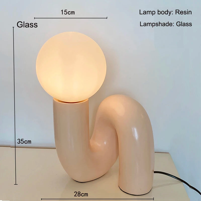 Nordic Postmodern Resin Desk Lamp Retro Bedroom And Living Room Creative Glass Lampshade Glass Lampshade Moon Study Desk Lamp