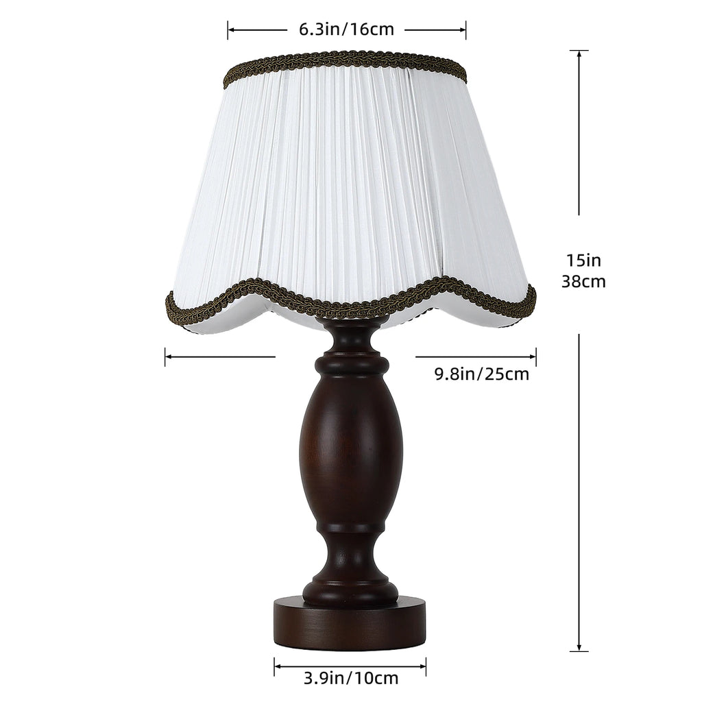 15 inch rubberwood  Bedside Lamp Solid Wood Fabric Table Lamp For Bedroom Wooden Desk Lamp Bedside Night Light with Cylinder Lamp Shade Home Decor Creative Atmosphere Light Decoration